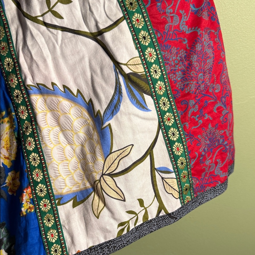 Patchwork Floral Mini Skirt in Teal, Pink & Green - Picture 8 of 16